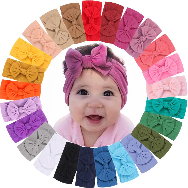 ALinmo 25PCS Baby Nylon Headbands Soft Hairbands Hair Bow Elastics for Baby Girls Newborn Infant Toddlers Kids - Image 1